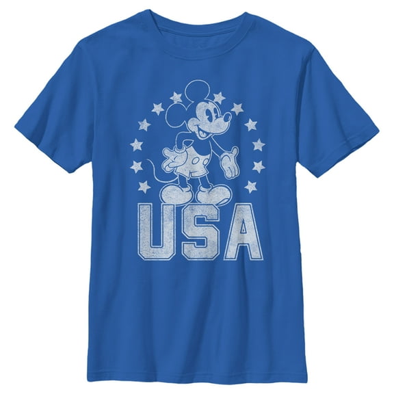 Boy's Mickey & Friends Mickey USA Pride Graphic Tee Royal Blue Large