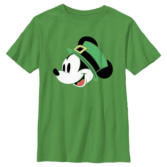 Boy's Mickey & Friends Mickey With Irish Hat Graphic Tee Kelly Green Large