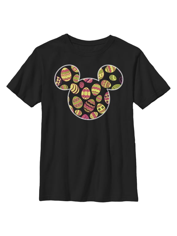 Boy's Mickey & Friends Mickey and Friends Easter Egg Logo Graphic Tee Black Large