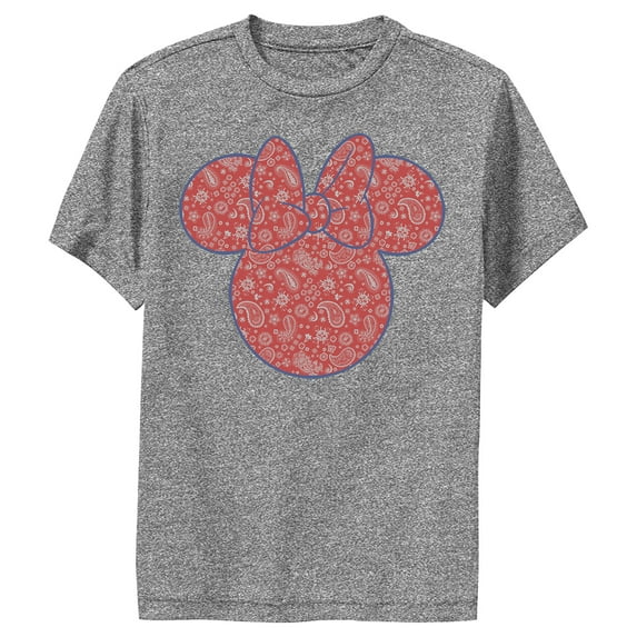 Boy's Mickey & Friends Mickey and Friends Minnie Paisley Silhouette Performance Graphic Tee Charcoal Heather Small