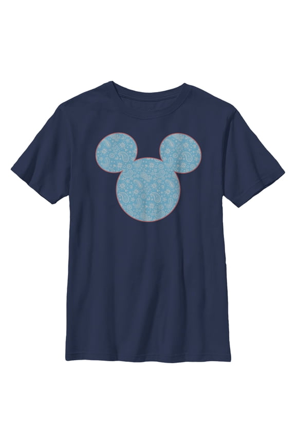 Boy's Mickey & Friends Mickey and Friends Paisley Silhouette Graphic Tee Navy Blue Medium