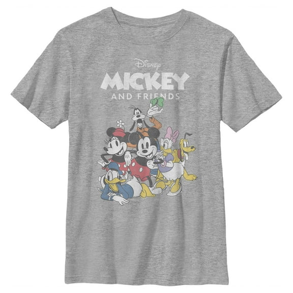 Boy's Mickey & Friends Mickey and Friends Retro Group  Graphic Tee Athletic Heather X Large