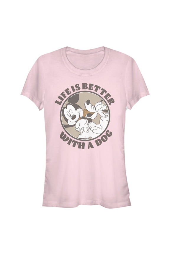 Boy's Mickey & Friends Mickey and Goofy Life is Better with a Dog Graphic Tee White Large