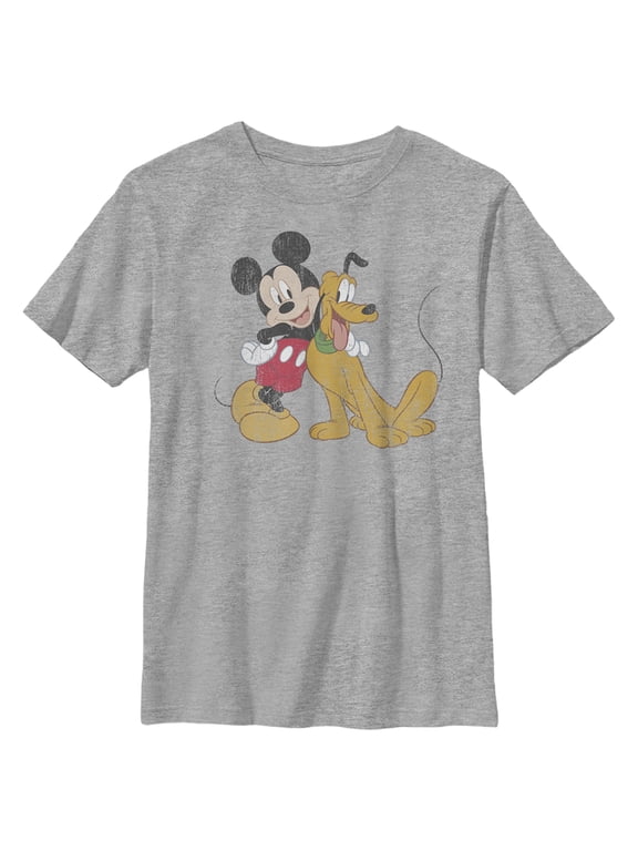 Boy's Mickey & Friends Mickey and Pluto Graphic Tee Athletic Heather Medium