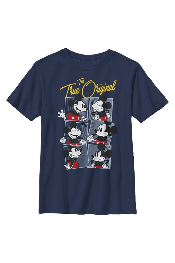 Boy's Mickey & Friends Mickey the True Original  Graphic Tee Navy Blue Medium