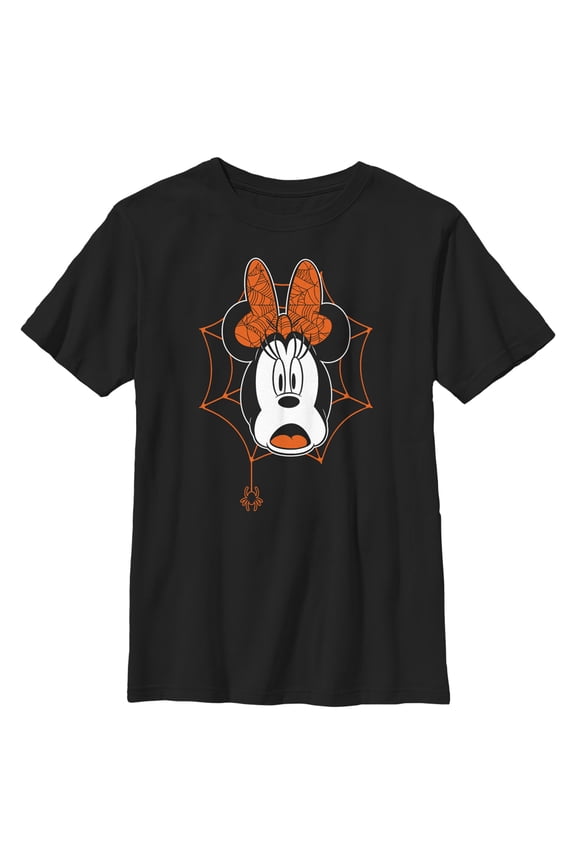 Boy's Mickey & Friends Minnie Mouse Frightened Graphic Tee Black Large