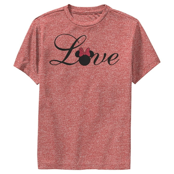 Boy's Mickey & Friends Minnie Mouse Love Performance Graphic Tee Red Heather X Large