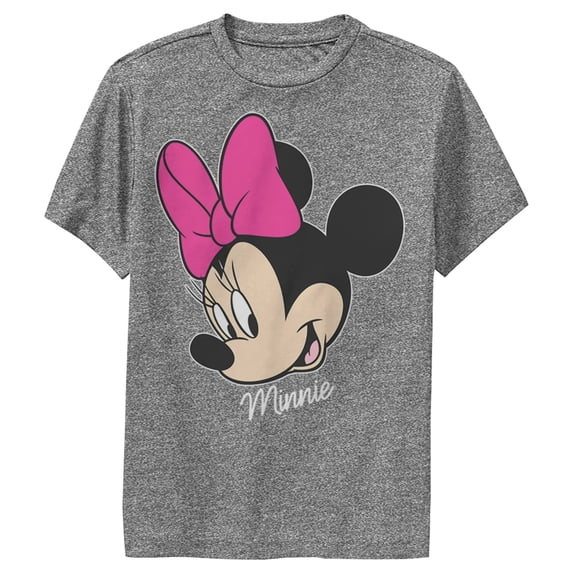Boy's Mickey & Friends Minnie Mouse Portrait Performance Graphic Tee Charcoal Heather Small