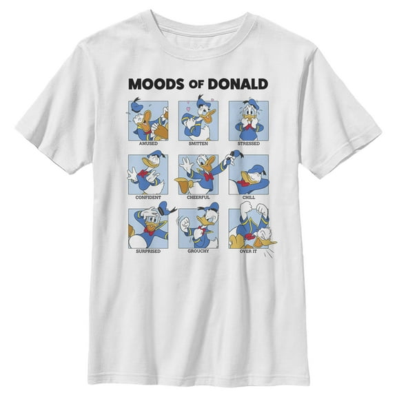 Boy's Mickey & Friends Moods of Donald Duck Graphic Tee White Large