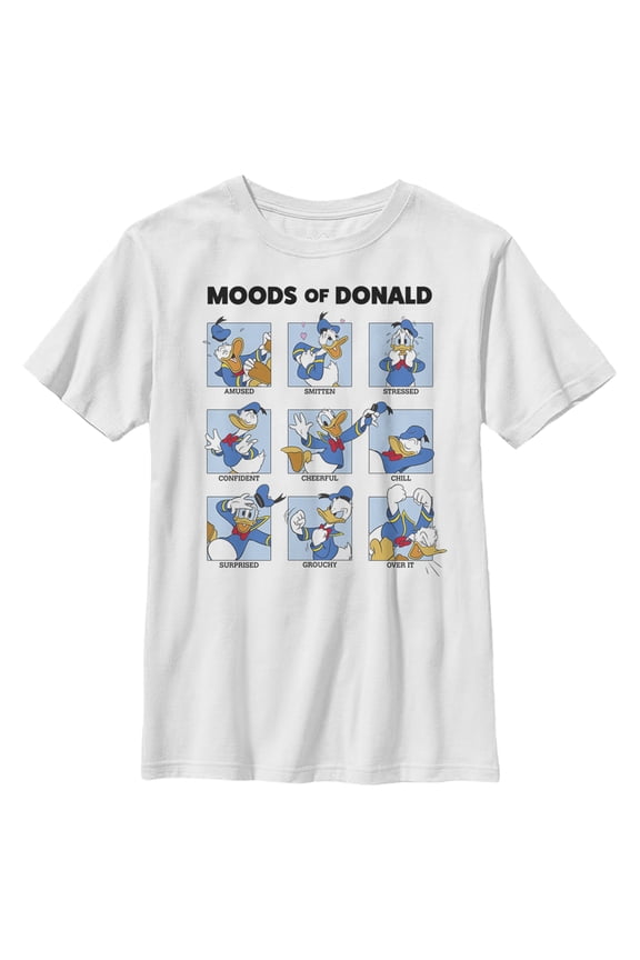Boy's Mickey & Friends Moods of Donald Duck  Graphic Tee White Medium