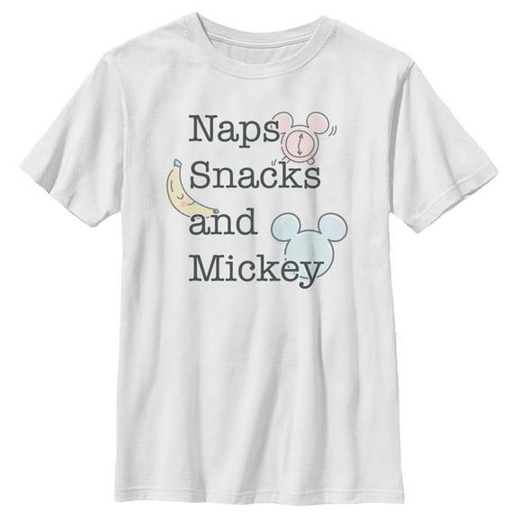 Boy's Mickey & Friends Naps Snacks Mickey Graphic Tee White Large