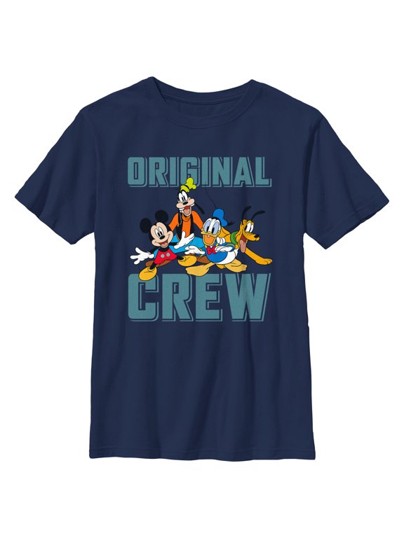 Boy's Mickey & Friends Original Crew Graphic Tee Navy Blue Medium