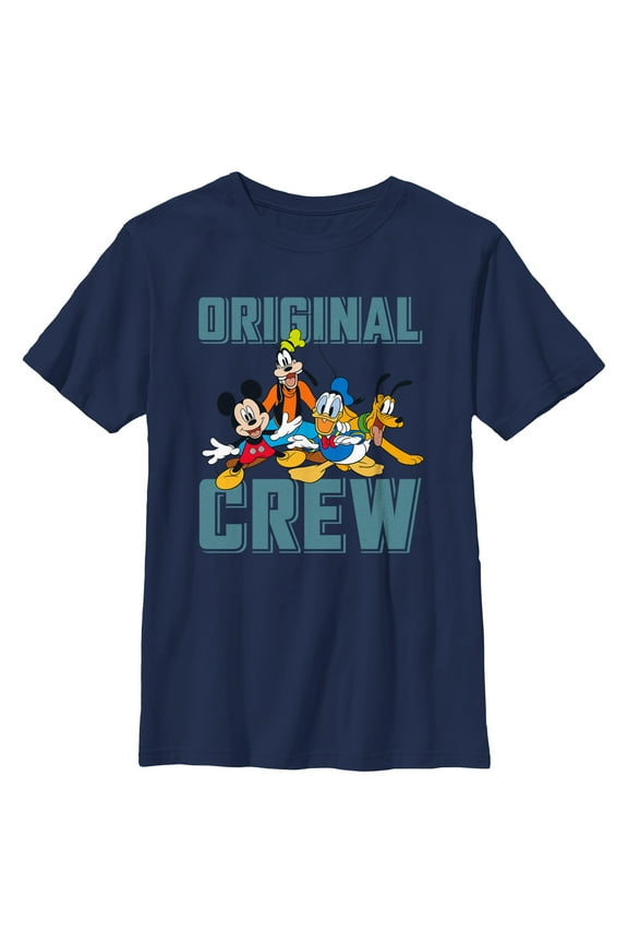 Boy's Mickey & Friends Original Crew Graphic Tee Navy Blue Medium