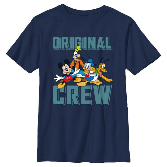 Boy's Mickey & Friends Original Crew Graphic Tee Navy Blue X Large