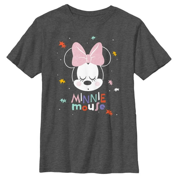 Boy's Mickey & Friends Pastel Minnie  Graphic Tee Charcoal Heather Small