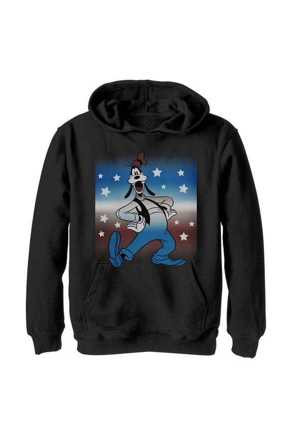 Boy's Mickey & Friends Patriotic Dancing Goofy  Pull Over Hoodie Black Small