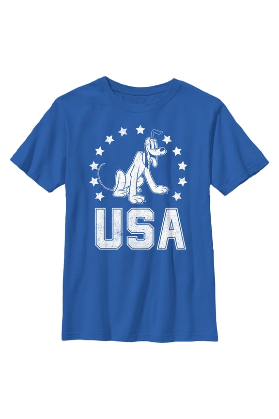 Boy's Mickey & Friends Patriotic Pluto Graphic Tee Royal Blue Medium