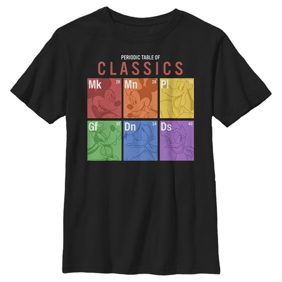 Boy's Mickey & Friends Periodic Table of Element Friends Graphic Tee Black Small