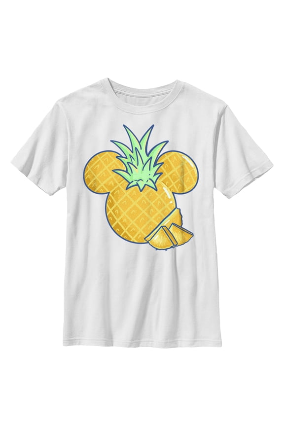 Boy's Mickey & Friends Pineapple Logo Graphic Tee White Medium