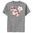 thumbnail image 1 of Boy's Mickey & Friends Pink Floral Mickey Mouse Logo  Performance Graphic Tee Charcoal Heather Medium, 1 of 4