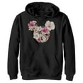 thumbnail image 1 of Boy's Mickey & Friends Pink Floral Mickey Mouse Logo Pull Over Hoodie Black X Large, 1 of 4