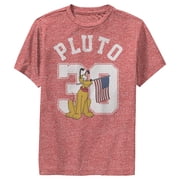 Boys Mickey & Friends Pluto 30 American Flag Performance Graphic Tee Red Heather X Large
