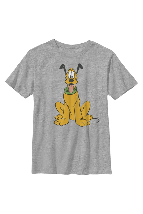 Boy's Mickey & Friends Pluto Perked Dog Ears  Graphic Tee Athletic Heather Small