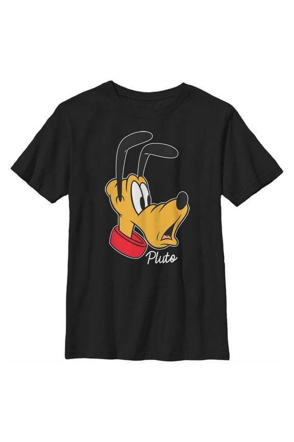 Boy's Mickey & Friends Pluto Portrait  Graphic Tee Black Small
