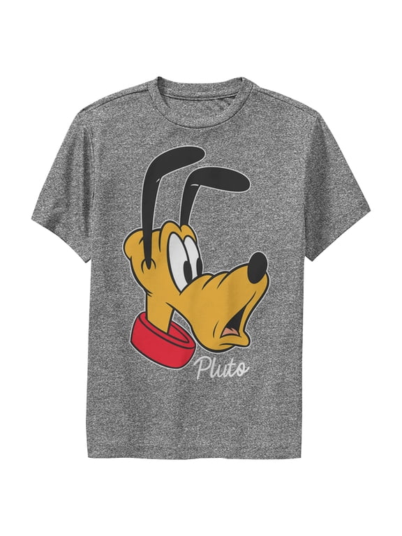Boy's Mickey & Friends Pluto Portrait Performance Graphic Tee Charcoal Heather Small