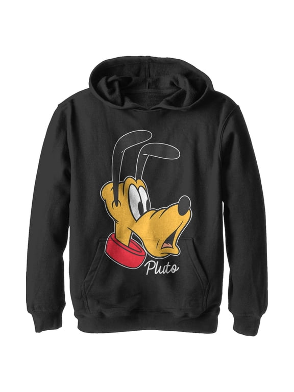 Boy's Mickey & Friends Pluto Portrait Pull Over Hoodie Black Small