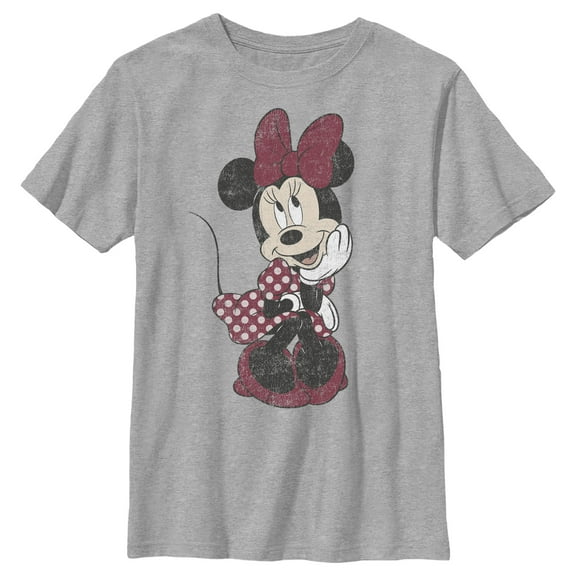 Boy's Mickey & Friends Polka Dot Minnie  Graphic Tee Athletic Heather Medium