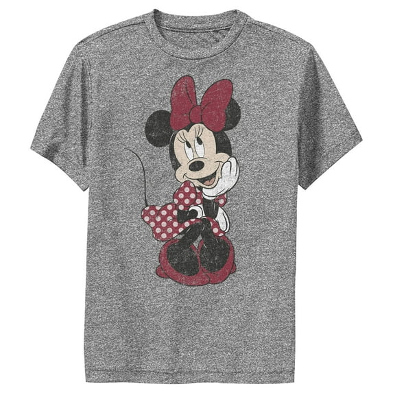 Boy's Mickey & Friends Polka Dot Minnie Performance Graphic Tee Charcoal Heather Large