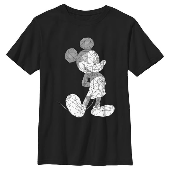 Boy's Mickey & Friends Polygonal Portrait  Graphic Tee Black Medium