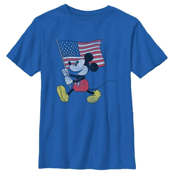 Boy's Mickey & Friends Retro American Flag March  Graphic T-Shirt