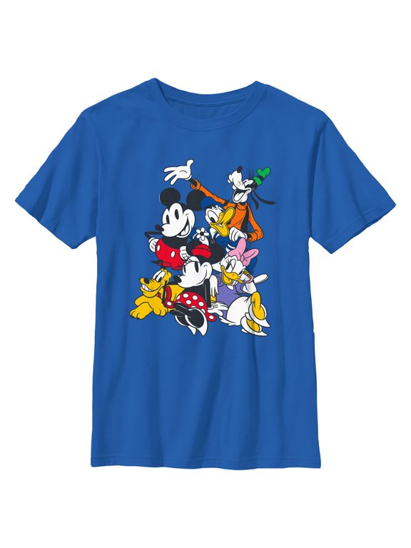 Boy's Mickey & Friends Retro Crew Graphic Tee Royal Blue Large