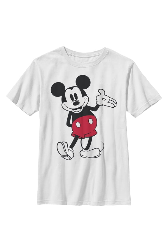 Boy's Mickey & Friends Retro Front Facing Pose Graphic Tee White Medium