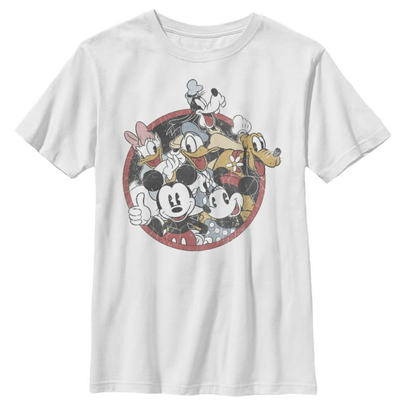 Boy's Mickey & Friends Retro Group Shot  Graphic Tee White Small