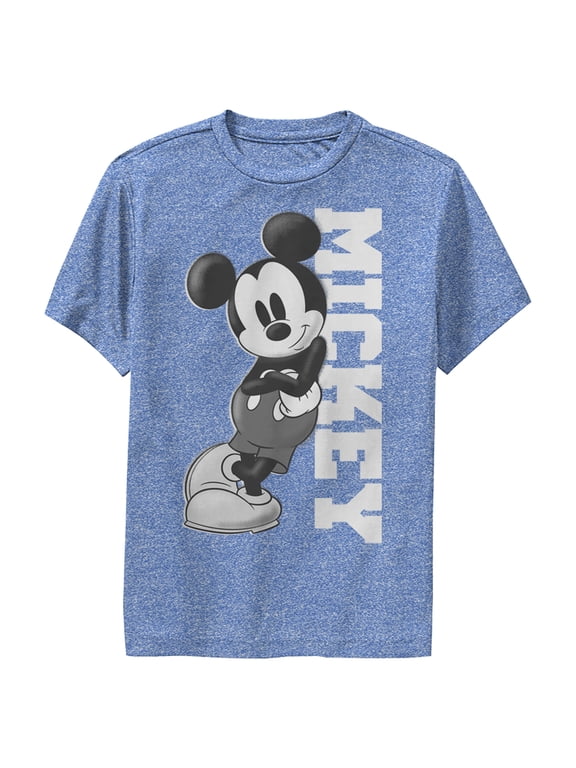 Boy's Mickey & Friends Retro Leaning Performance Graphic Tee Royal Blue Heather Large