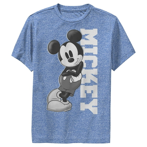 Boy's Mickey & Friends Retro Leaning Performance Graphic Tee Royal Blue Heather Small