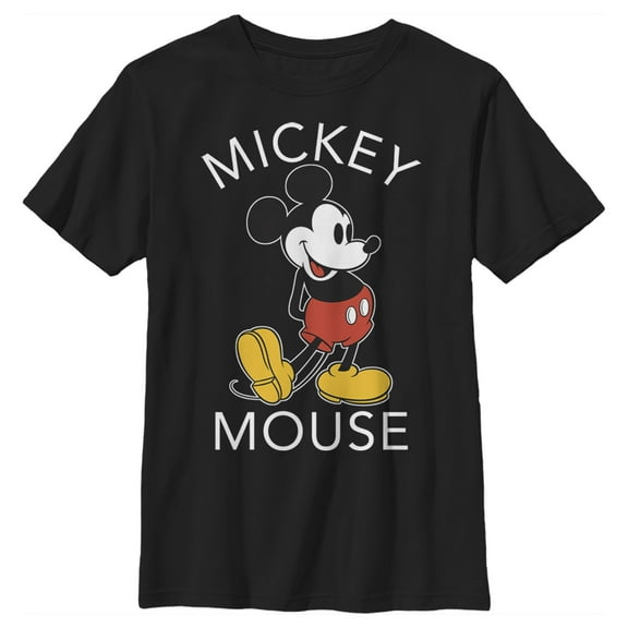 Boy's Mickey & Friends Retro Mickey Mouse Pose  Graphic Tee Black Small