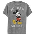 thumbnail image 1 of Boy's Mickey & Friends Retro Mickey Mouse Pose  Performance Graphic Tee Charcoal Heather Medium, 1 of 4