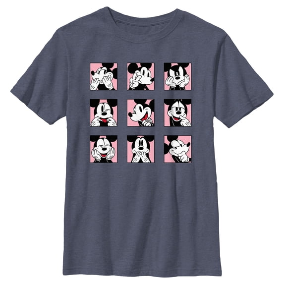 Boy's Mickey & Friends Retro Photo Grid Graphic Tee Navy Blue Heather X Large