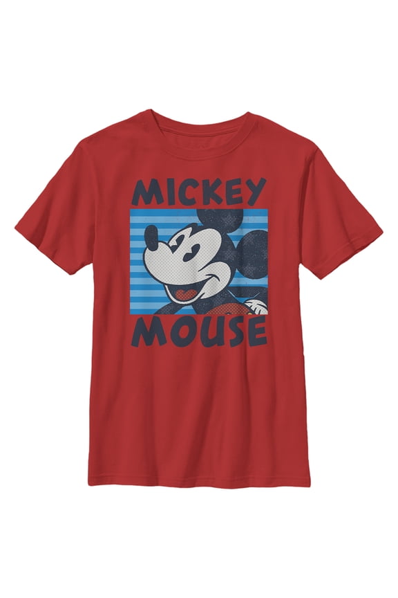 Boy's Mickey & Friends Retro Square Graphic Tee Red Medium