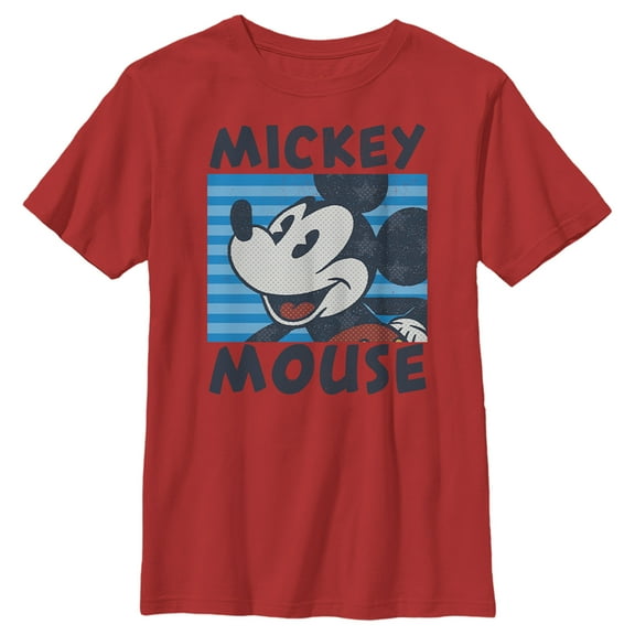 Boy's Mickey & Friends Retro Square  Graphic Tee Red X Small