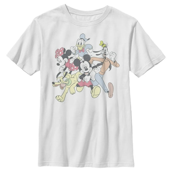Boy's Mickey & Friends Running Group Shot  Graphic Tee White Medium
