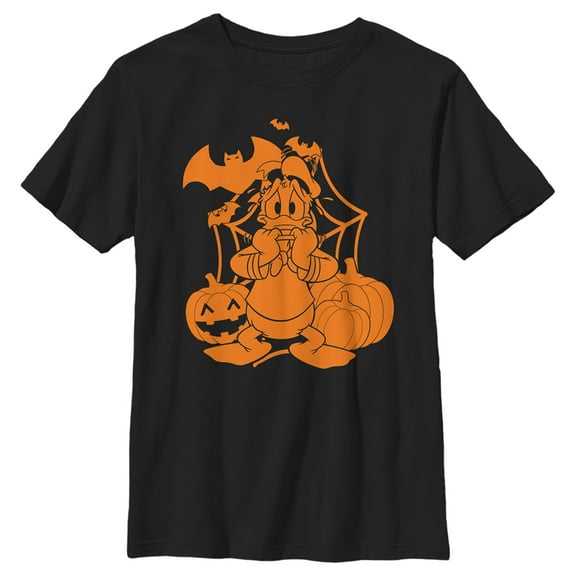 Boy's Mickey & Friends Scared Donald Duck Halloween Graphic Tee Black Medium