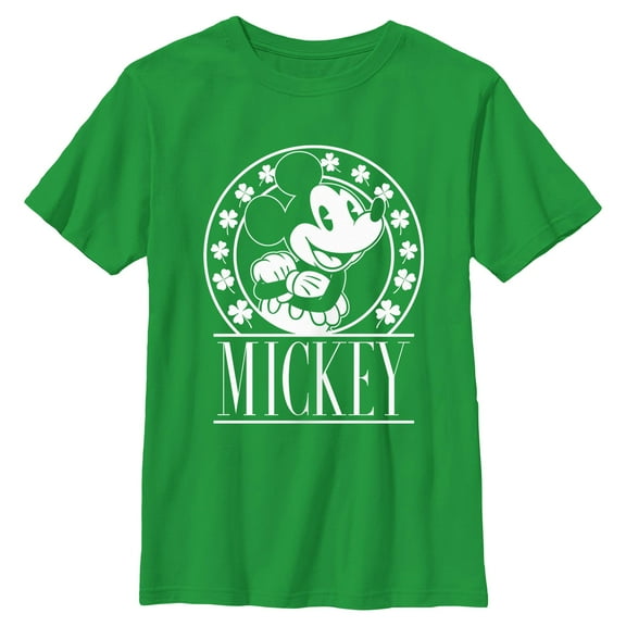 Boy's Mickey & Friends Shamrock Circle  Graphic T-Shirt
