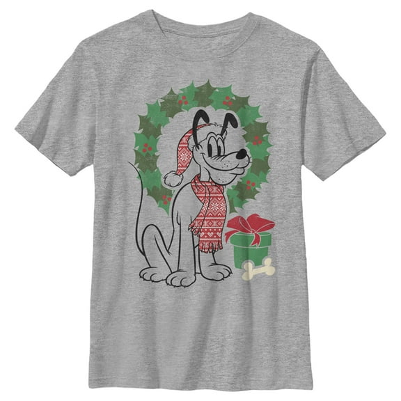 Boy's Mickey & Friends Shamrock Pluto Bow Tie Graphic Tee Athletic Heather Medium