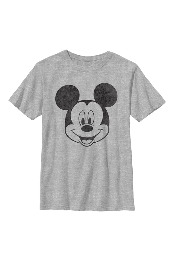 Boy's Mickey & Friends Smiling Mickey Mouse Distressed Graphic Tee Athletic Heather Medium