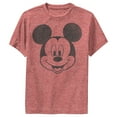 thumbnail image 1 of Boy's Mickey & Friends Smiling Mickey Mouse Distressed  Performance Graphic Tee Red Heather Small, 1 of 4